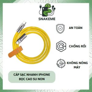 Dây cáp sạc nhanh bọc cao su non dành cho điện thoại 7, 8, 7plus, 8plus, x, xsmax, 11, 12, 13, 14 pro, promax, plus, 11promax, 12promax.