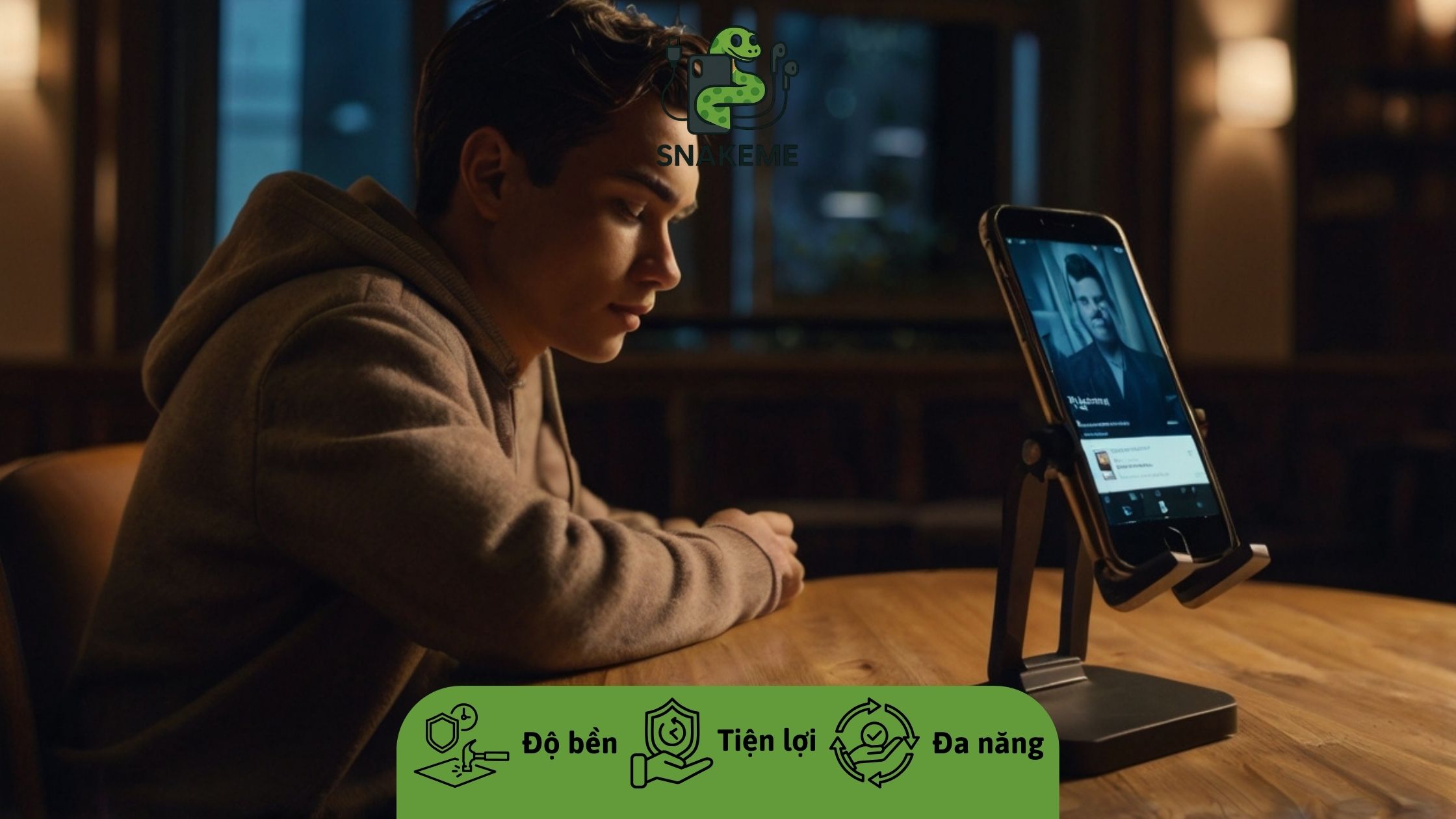 Người dùng thoải mái xem phim với giá đỡ điện thoại, giúp bạn biết mua giá đỡ điện thoại ở đâu.
